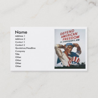 Carte De Visite Défendez l'affiche vintage de guerre de liberté