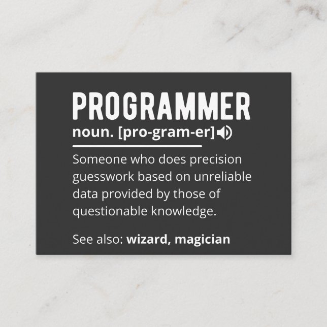 Carte De Visite Définition de programmeur drôle code développeur s (Devant)