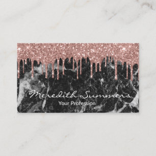 Carte De Visite Dégoulinades de Rose Gold sur Marbre Noir Personna