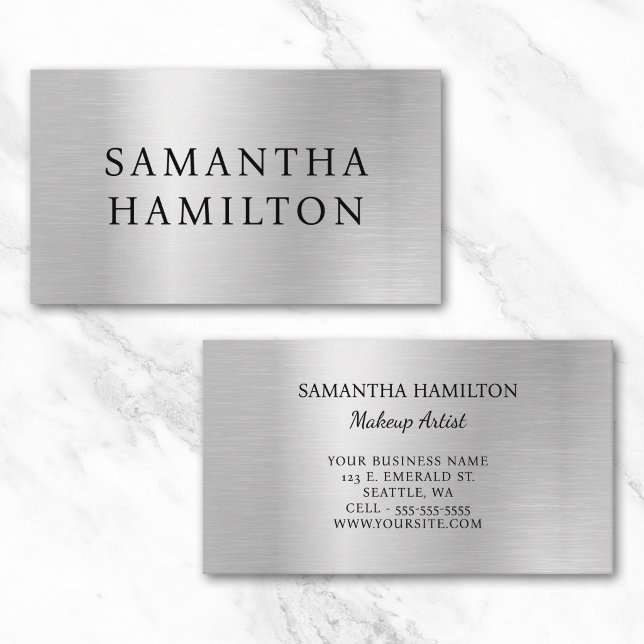 Carte De Visite Dégradé gris argent pâle Glam (Pale Silver Grey Gradient Glam Business Card)