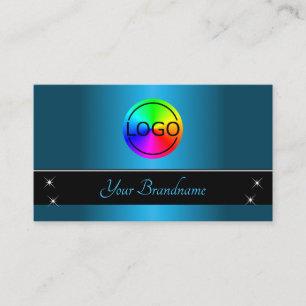 Carte De Visite Dégradé noir et Turquoise avec logo professionnel