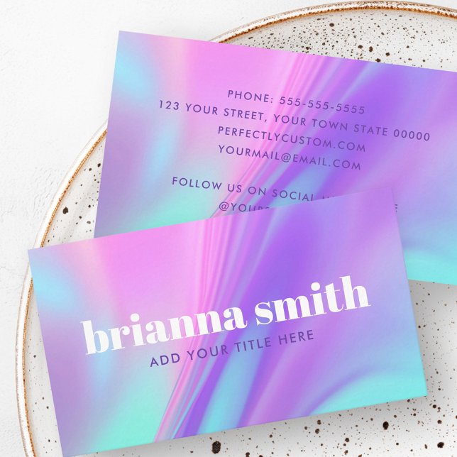 Carte De Visite Dégradé pastel rose violet tendance (Trendy pink purple pastel gradient business card)