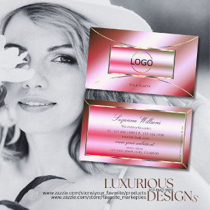 Carte De Visite Dégradé Rose Vert Pailleté avec Logo Glamour