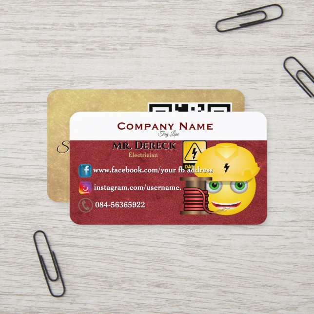Carte de visite d'électricien (Devant/Arrière en situation)