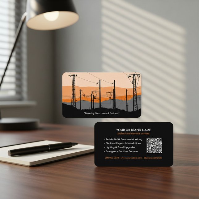 Carte de visite d'électricien moderne avec lignes  (Créateur téléchargé)