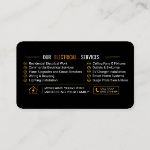 Carte de visite d'électricien   Noir et Or