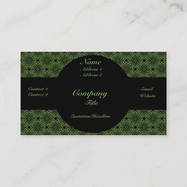 Carte de visite d'élégance funky, vert (Devant)