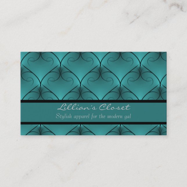 Carte de visite d'élégance sans pareil, Turquoise (Devant)