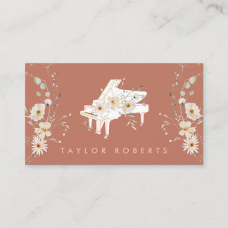 Carte De Visite délicat bouquet piano blanc