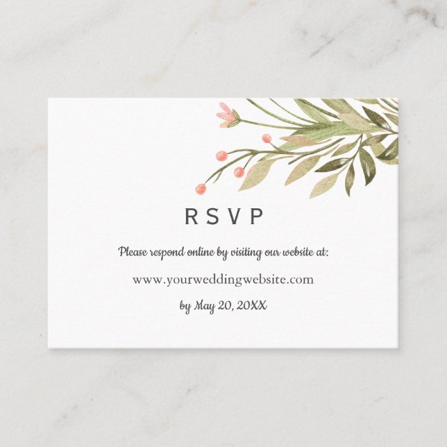 Carte De Visite Delicate Pink Meadow Wedding site en ligne RSVP (Devant)