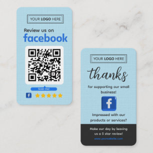 Carte De Visite Demande d'avis Facebook Entreprise Baby Blue