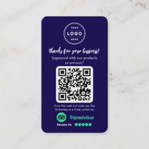 Carte De Visite Demande d'avis TripAdvisor avec logo et code QR