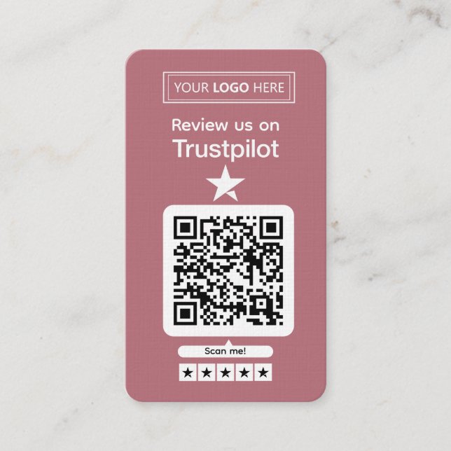 Carte De Visite Demande d'avis Trustpilot avec code QR scannable (Devant)