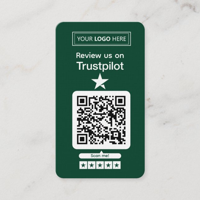 Carte De Visite Demande d'avis Trustpilot avec code QR scannable (Devant)