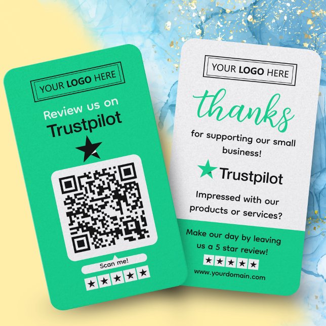 Carte De Visite Demande d'avis Trustpilot avec code QR scannable (leave a review)