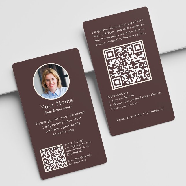 Carte De Visite Demande de commentaire moderne avec code QR et pho (Créateur téléchargé)
