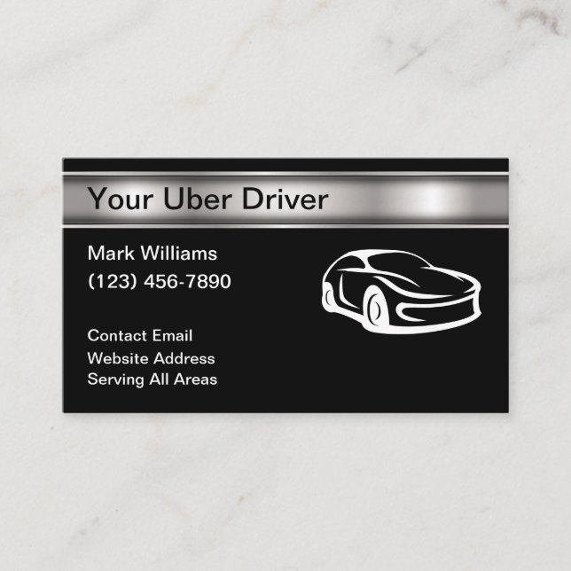 Carte De Visite Demande de course de chauffeur Uber moderne et coo (Devant)