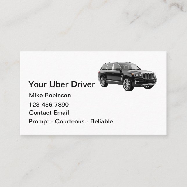 Carte De Visite Demande de course simple et élégante pour chauffeu (Devant)