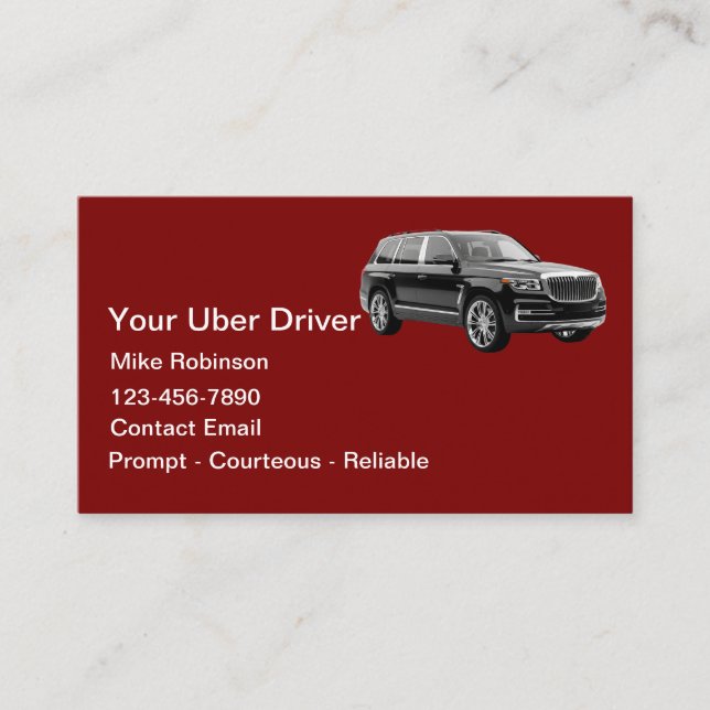 Carte De Visite Demande de course simple et élégante pour chauffeu (Devant)