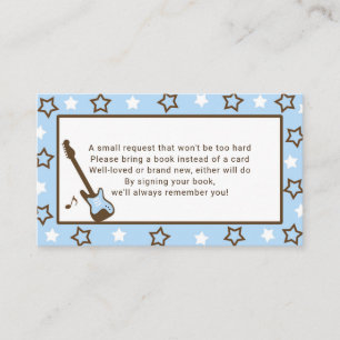 Carte De Visite Demande de livre de baby shower de Rockstar - bleu