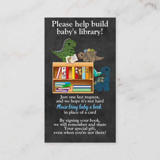 Carte De Visite Demandes de livre de craie de dinosaures au lieu (Devant)