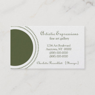 Carte de visite demi-cercles élégant, vert olive