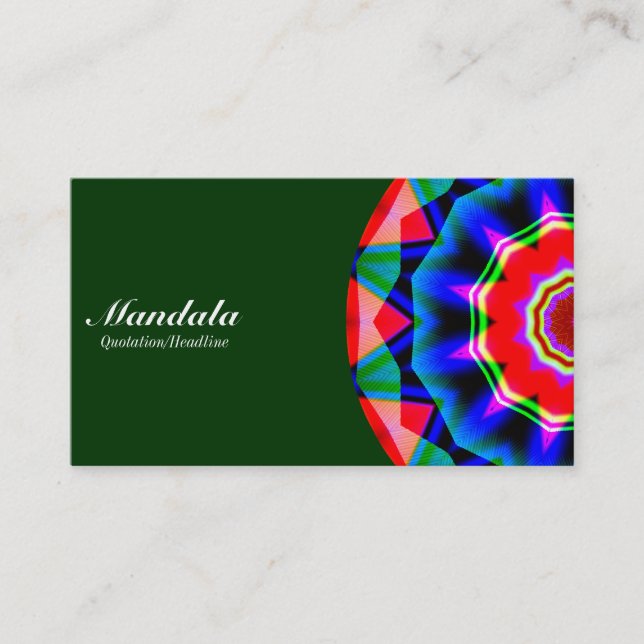 Carte De Visite Demi Mandala 06 - Vert foncé 003300 (Devant)