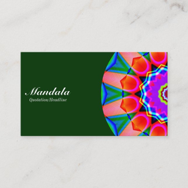 Carte De Visite Demi Mandala 07 - Vert foncé 003300 (Devant)
