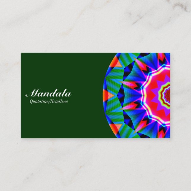 Carte De Visite Demi Mandala 08 - Vert foncé 003300 (Devant)