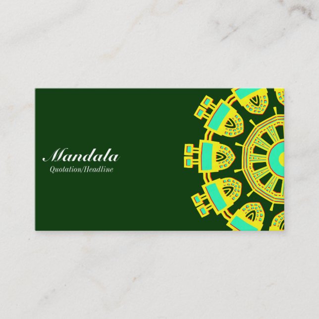 Carte De Visite Demi Mandala 110714(1) - Vert foncé (Devant)