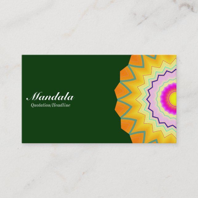 Carte De Visite Demi Mandala 260614(2) - Vert foncé (Devant)