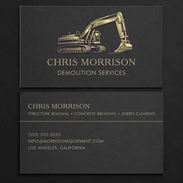 Carte De Visite Demolition Services Excavator Professional (Créateur téléchargé)
