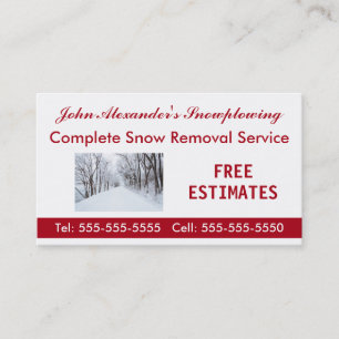 Carte De Visite Déneigement, Enlèvement de Neige et Entreprise de