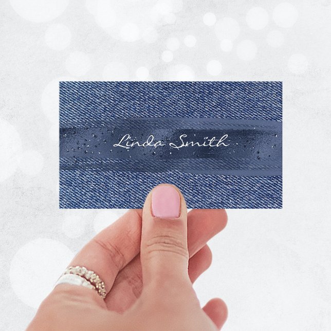 Carte De Visite Denim Glittery Navy Brush Stroke (Denim Glittery Navy Brush Stroke Business Card)