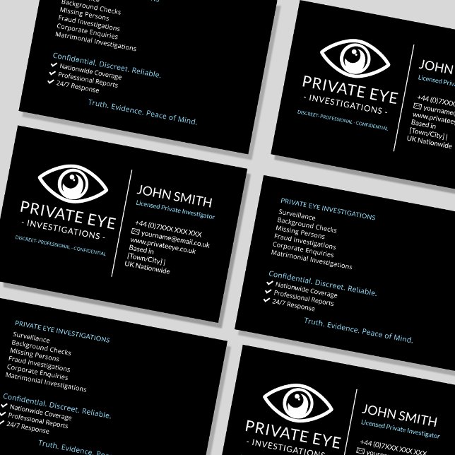 Carte de visite d'enquêteur privé | Détective priv (Créateur téléchargé)