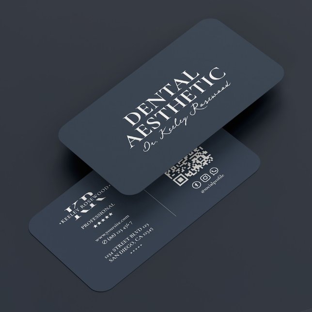 Carte De Visite Dentaire esthétique Charbon Bleu Cosmétique Dentis (Dental Aesthetic Charcoal Blue Cosmetic Dentist Business Card
)