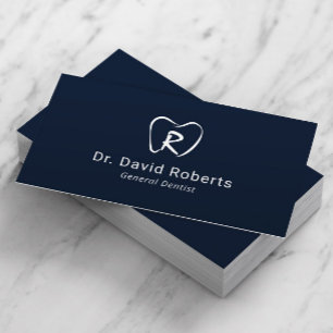 Carte De Visite Dental Custom Tooth Logo Marine Blue Dentist
