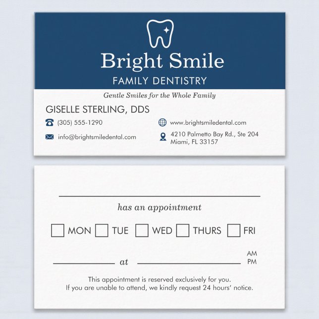 Carte De Visite Dental Dentistry Office Appointment Reminder (Créateur téléchargé)