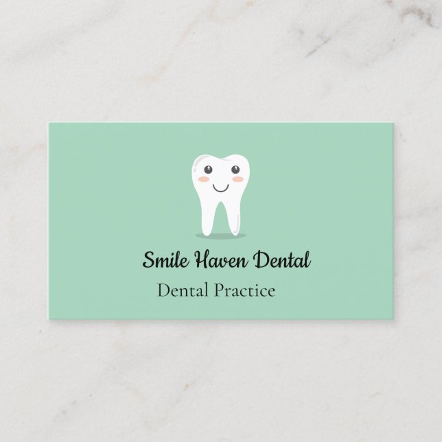 Carte De Visite Dental Studio Smile dent Vert et blanc Couleur (Devant)