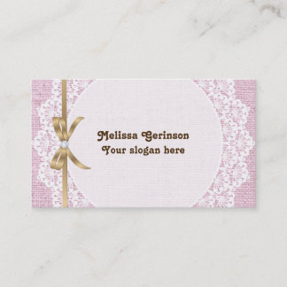 Carte De Visite Dentelle blanche et burlap rose