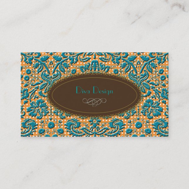 Carte De Visite Dentelle, damas baroque /turquoise/marron (Devant)