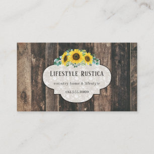Carte De Visite Dentelle en bois rustique Shabby Grunge Tournesol