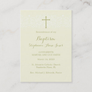 Carte De Visite Dentelle florale sensible sage de baptême