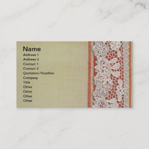Carte De Visite Dentelle Rose Antique Rouge Rustique Burlap Victor