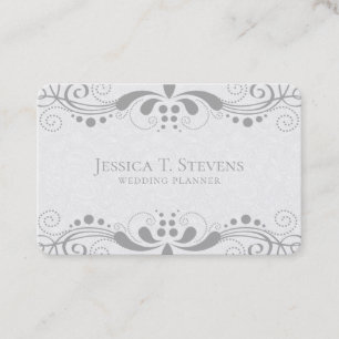 Carte De Visite Dentelle tourbillonnant florale gris clair