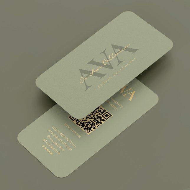 Carte De Visite Dentist Dental Orthodontist Sage Monogram Modern (Dentist Dental Orthodontist Sage Monogram Modern Business Card
)