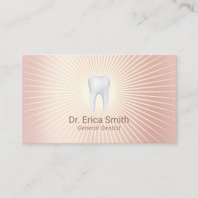 Carte De Visite Dentist Tooth Logo Moderne Rose Gold Soins dentair (Devant)