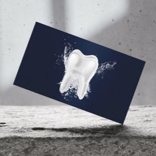 Carte De Visite Dentist Tooth & Water Splash Navy Blue Dental