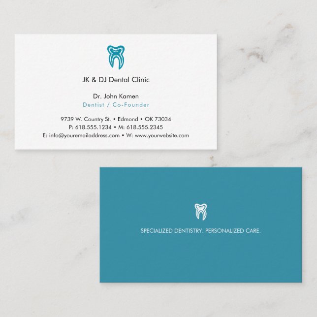 Carte De Visite Dentiste | Clinique dentaire (Devant / Derrière)