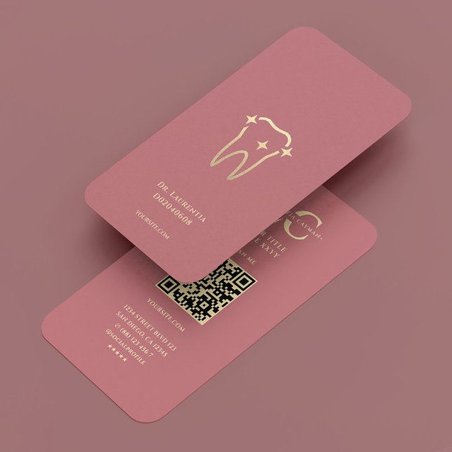 Carte De Visite Dentiste cosmétique Dental Dusty Rose Gold Tooth (Cosmetic Dentist Dental Dusty Rose Gold Tooth Business Card
)
